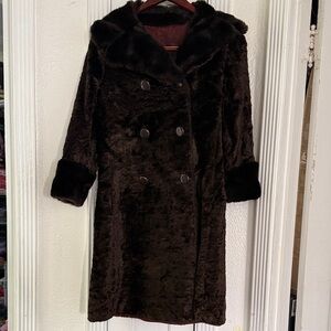Luxurious Dark Brown Faux Fur Trench Coat